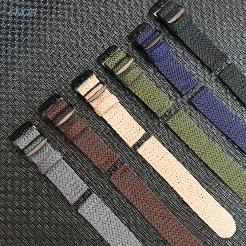 20mm 22mm Black Navy solid col - Perlon Strap Woven ulasan dan harga