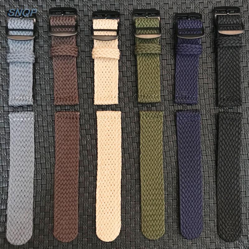 20mm 22mm Black Navy solid col - Perlon Strap Woven ulasan dan harga