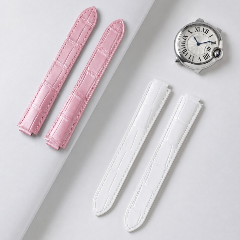 Leather Watch Strap Double Con - Cartier Watch Ballon Bleu ulasan dan harga