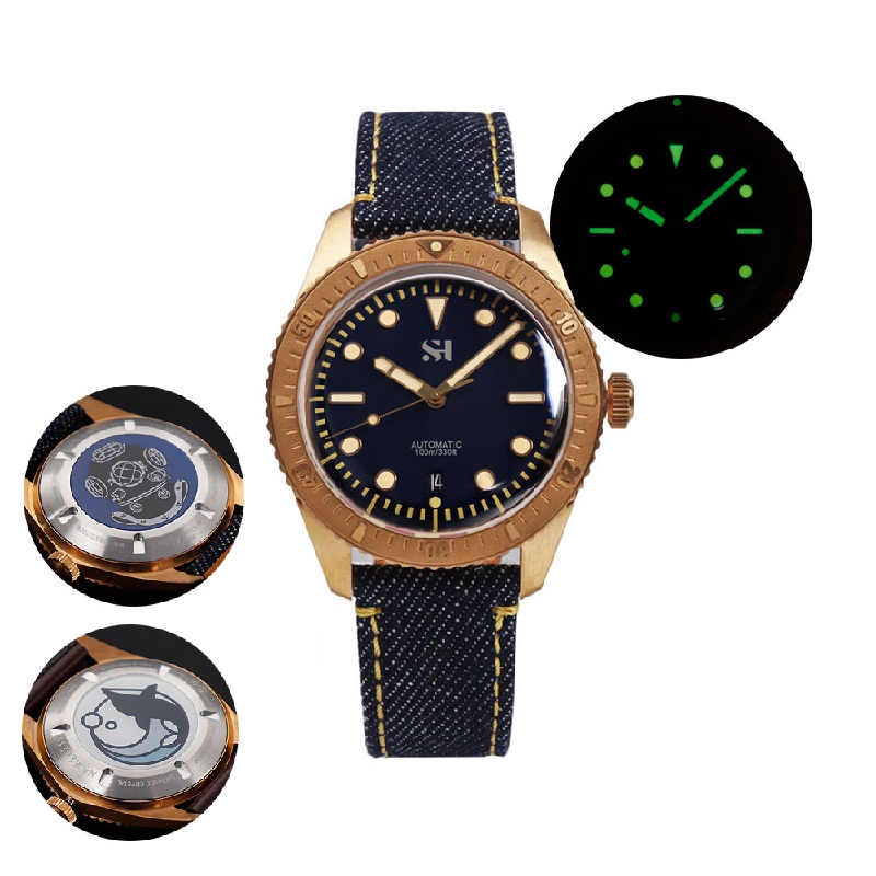 42mm Bronze Mens Watch Mechani - Canvas Strap Watch ulasan dan harga