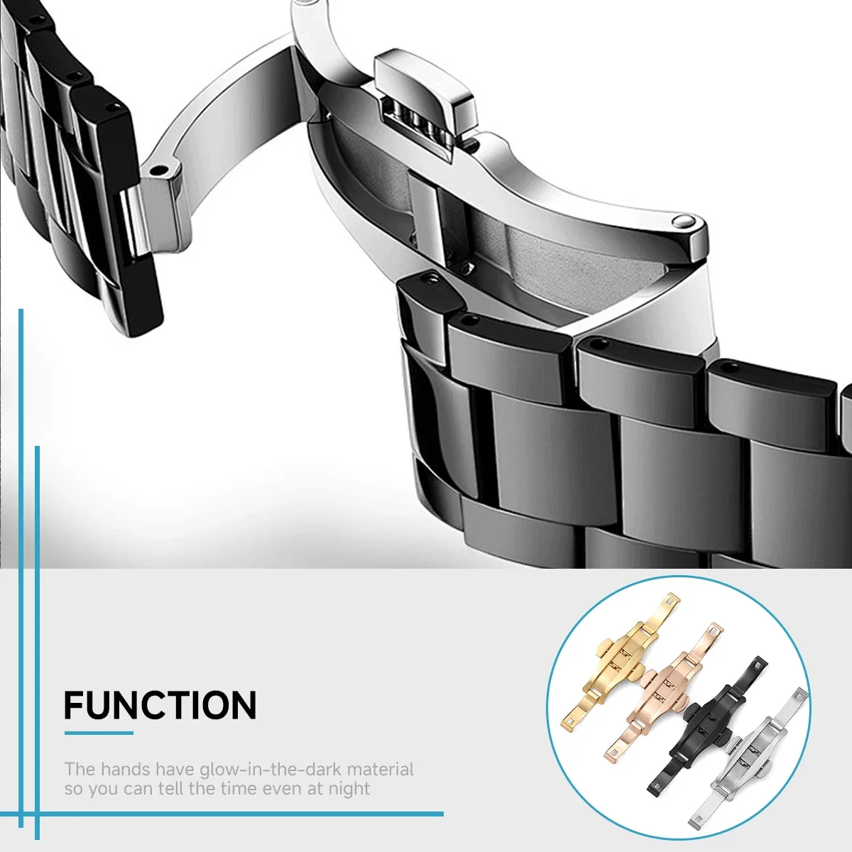 Polished Stainless Steel Buckl - Butterfly Clasp Deployant ulasan dan harga