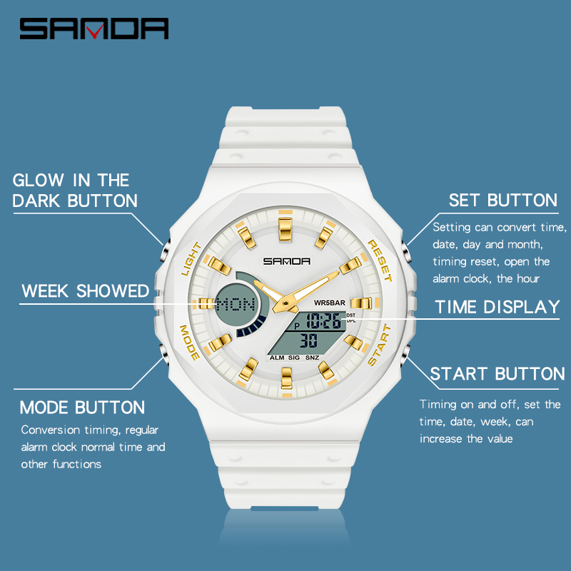 SANDA Top Luxury Men's Quartz  - Seiko Watch 5 Sports ulasan dan harga