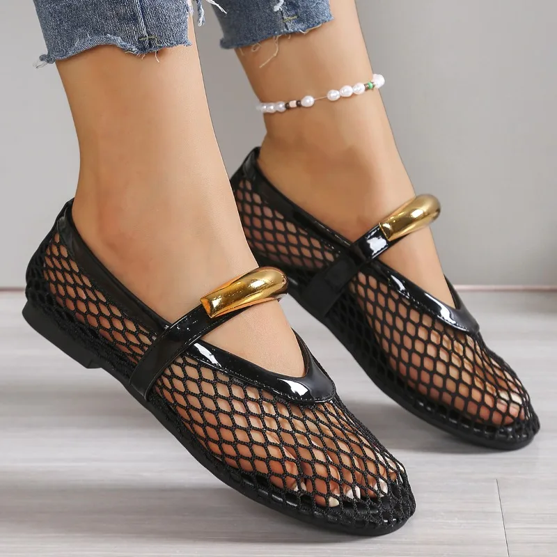 Women's Breathable Summer Roun - Mesh Strap Metal ulasan dan harga